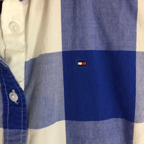 Tommy Hilfiger Classic Fit Shirt Womens Small Blue White Cotton Button Up Top - Picture 3 of 11